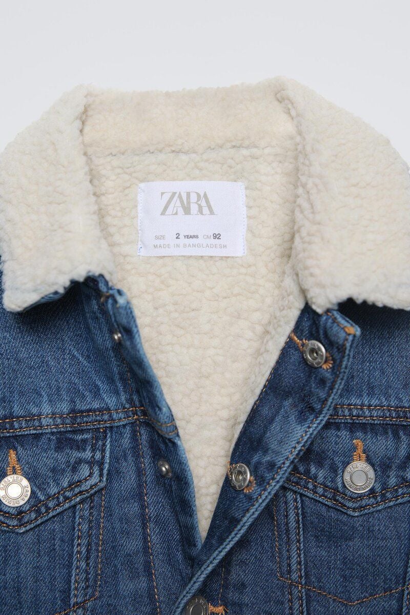 КУРТКА ДЖИНСОВА  ЗІ ШТУЧНОЮ ОВЧИНОЮ ZARA Іспанія 104 см(р)