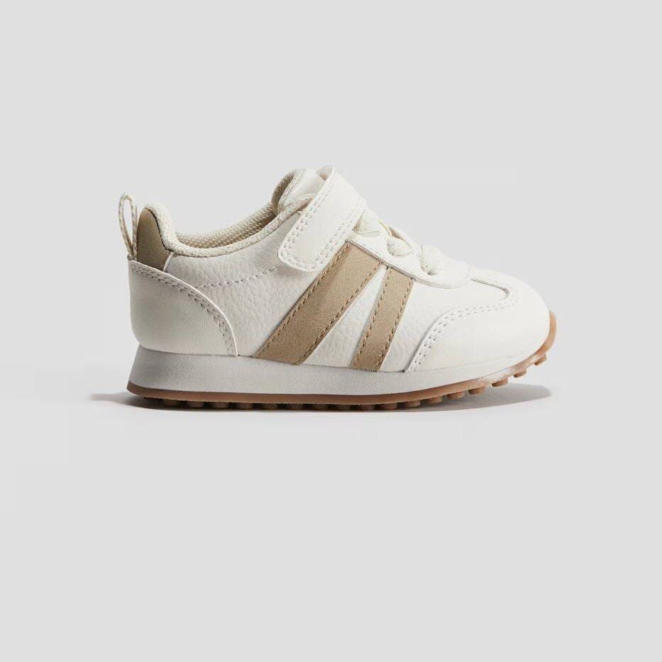 Кросівки з екошкіри, смужки бежеві Молочні H&M 25(р)