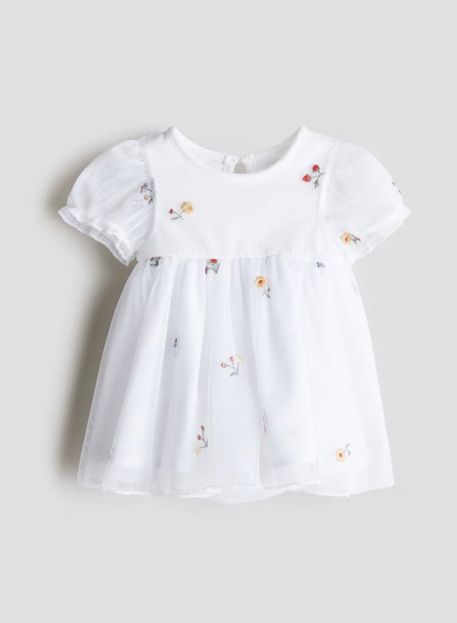 Сукня-боді, фатінова з квітами Білий H&M 56 см(р)