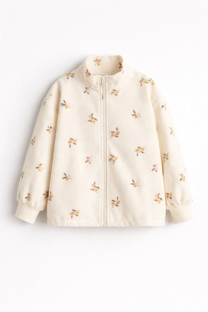 Флісова толстовка на блискавці, квітковий принт Молочний H&M 110/116(р)