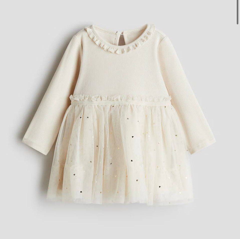 Плаття з фатіном, золоті сердечка Молочний H&M 104 см(р)