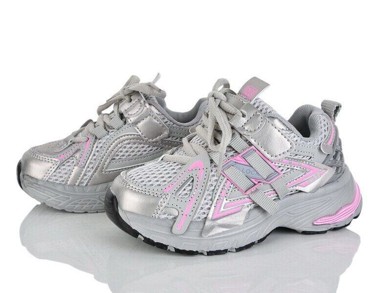 Кросівки в сіточку, рожеві вставки 1906 Сірий/рожевий G602-2D Kimboo 27(р)