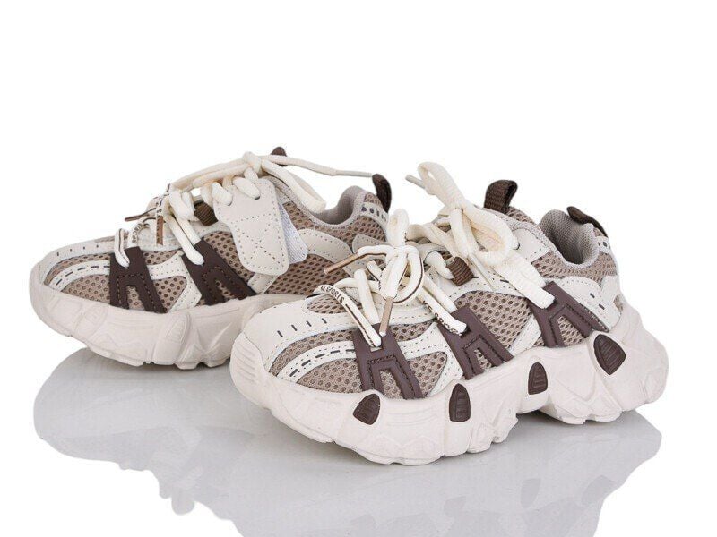 Кросівки в сіточку, з шнурівками на липучку Коричневий/беж Kimboo 27(р)