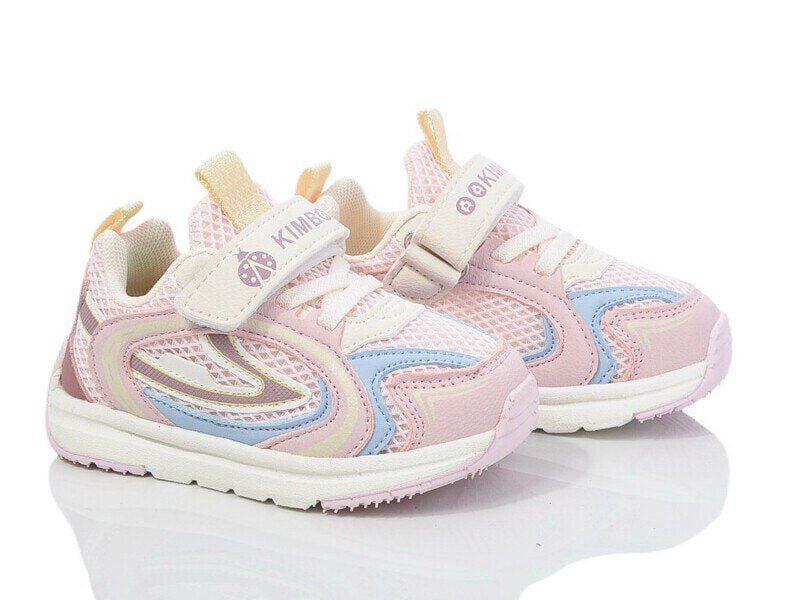 Кросівки, на липучку, еко шкіра/текстиль, блакитні вставки Рожевий M552-1F Kimboo 23(р)