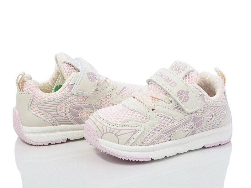 Кросівки, на липучку, еко шкіра/текстиль, бежеві вставки Рожевий M552-1F Kimboo 23(р)