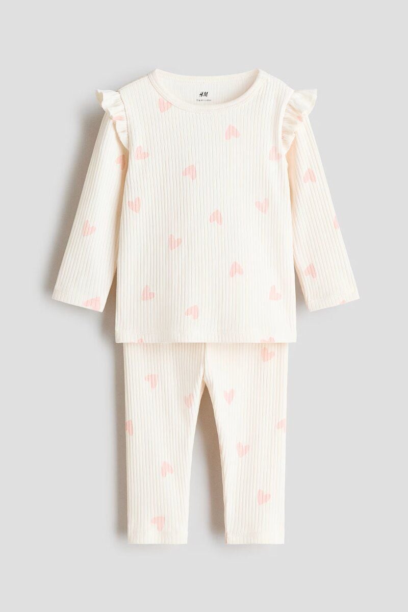 Костюм реглан та легінси, сердечка Молочний 0867135 148 H&M 56 см(р)