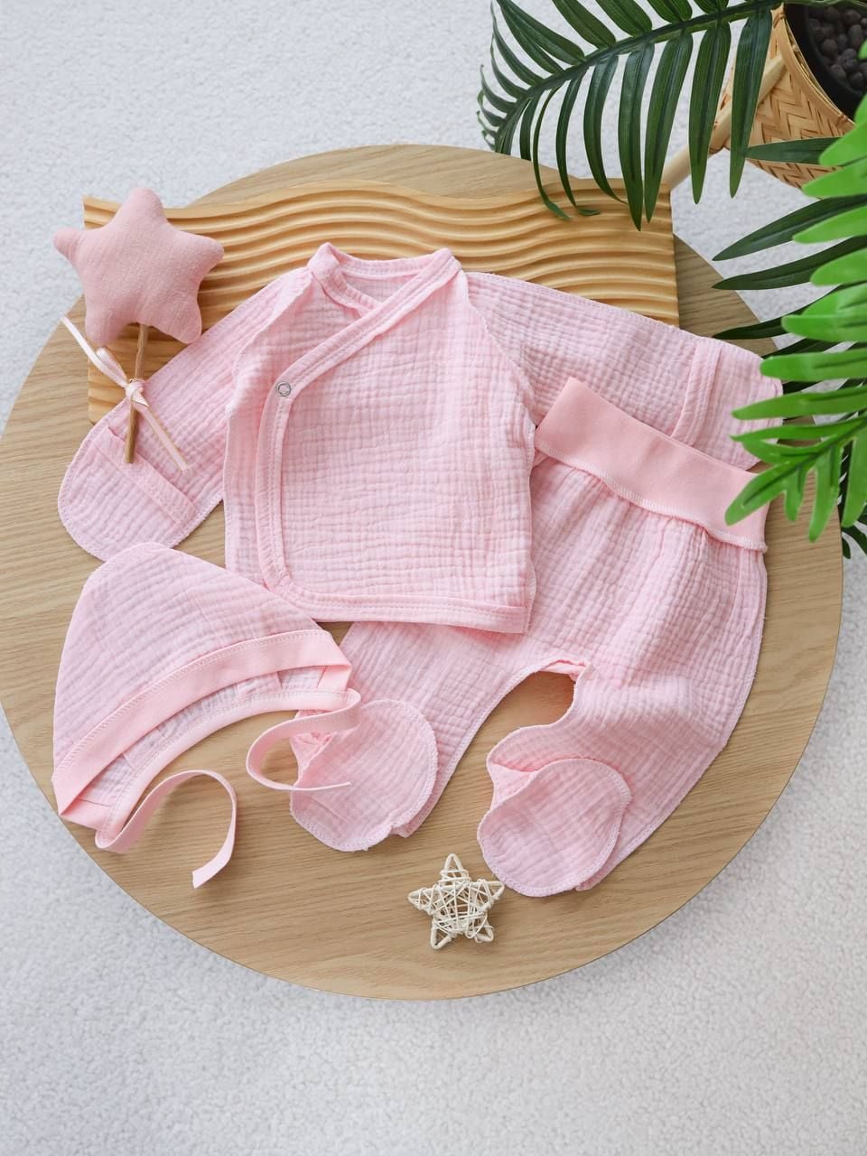 Комплект для новонароджених, муслін Рожевий 01-03 TM "Boy Baby Girl" Україна 56 см(р)