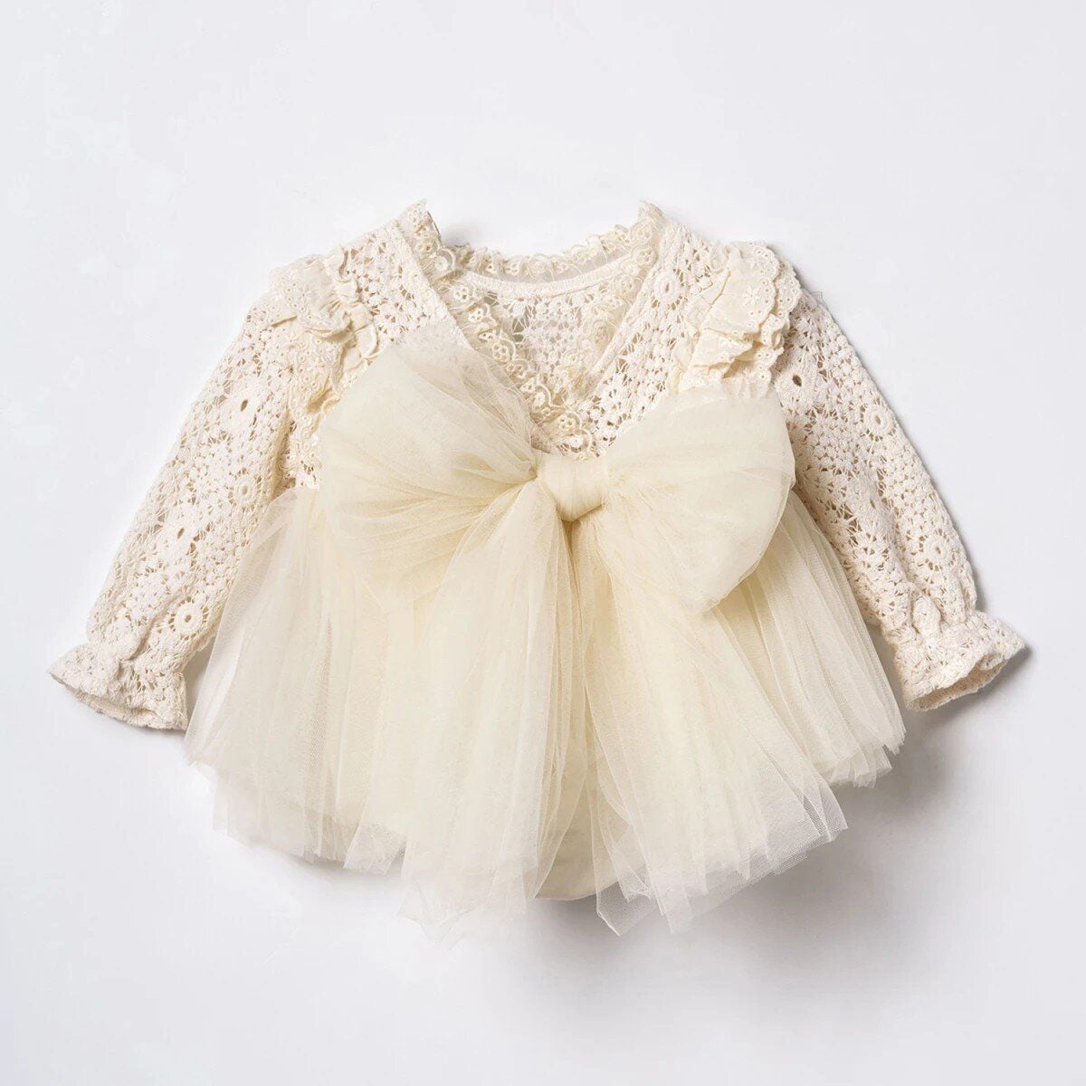 Сукня боді, з мереживом, довгий рукав Молочний 192 Туреччина 12-18 міс(р)