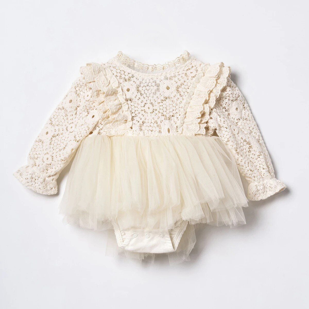 Сукня боді, з мереживом, довгий рукав Молочний 192 Туреччина 12-18 міс(р)