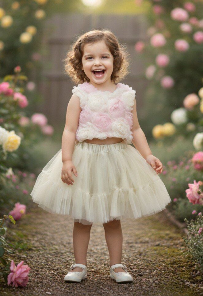 Костюм топ квітковий та спідниця Молочний 42 Туреччина 1 р.(р)