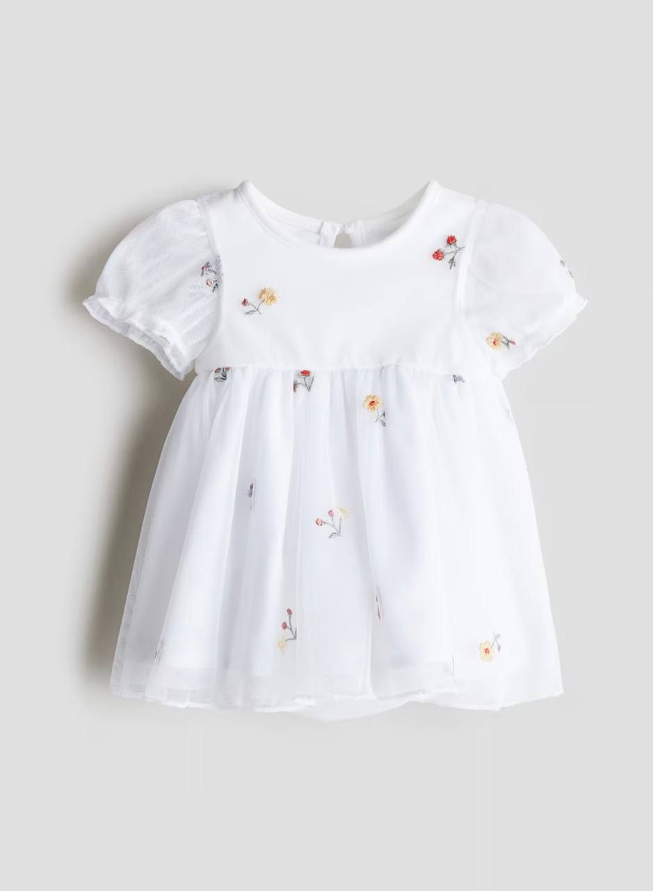 Сукня-боді, фатінова з квітами Білий H&M 56 см(р)