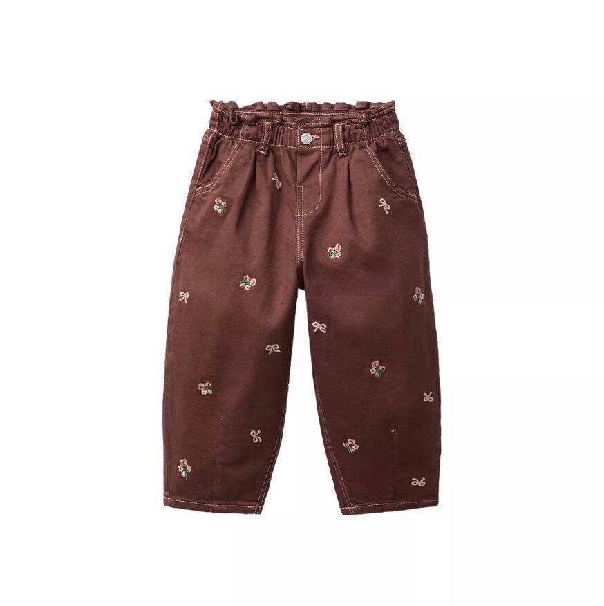 Твілові штани-балони з вишивкою квітами Zara