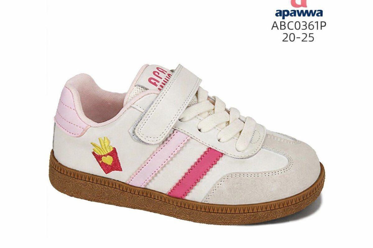 Кросівки на липучку Apawwa з рожевими смужками та малюнком