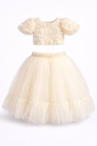 Костюм блузка на короткий рукав, фатінова спідниця Молочний SweetMy