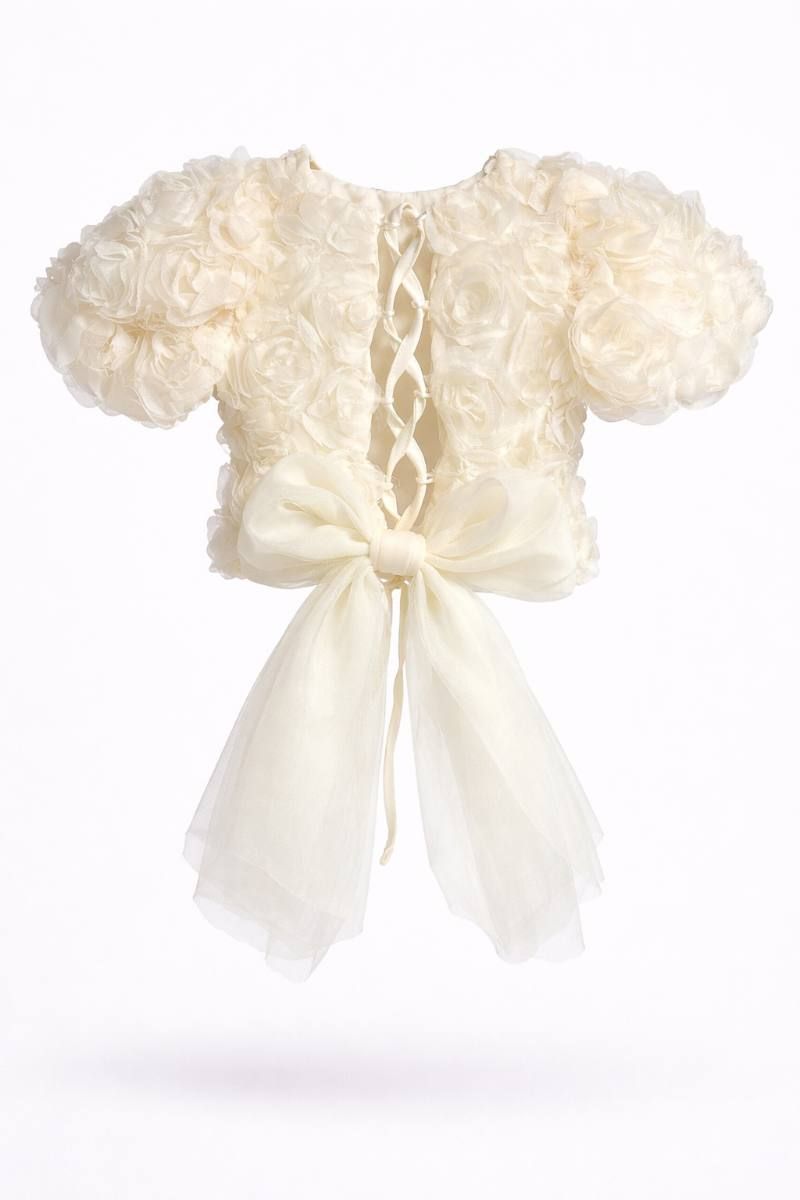 Костюм блузка на короткий рукав, фатінова спідниця Молочний SweetMy - деталі