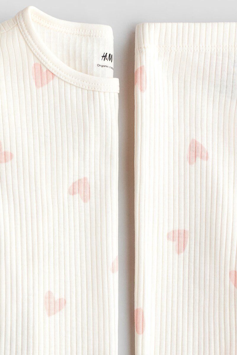 Костюм реглан та легінси, сердечка Молочний H&M - вигляд ззаду