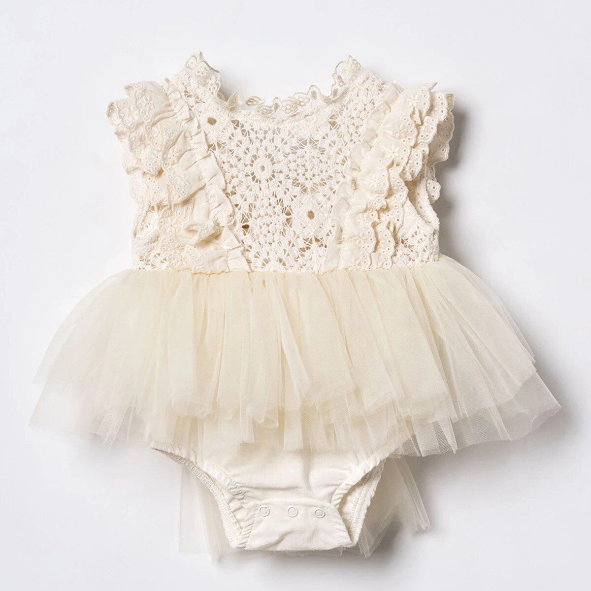 Сукня боді молочного кольору з мереживом